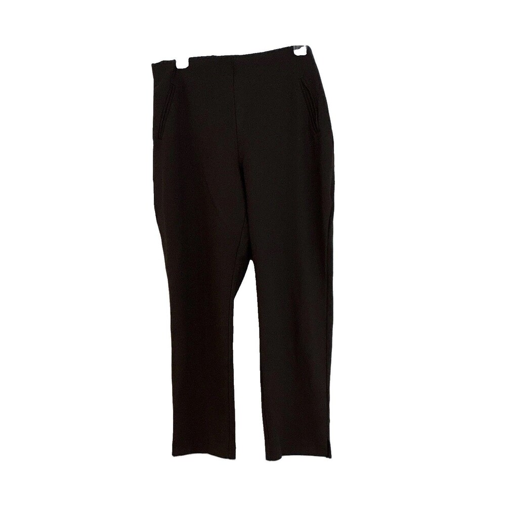 Chico's Women’s Black Solid Stretch Dress Pants Size 2 (12R) Flat Front